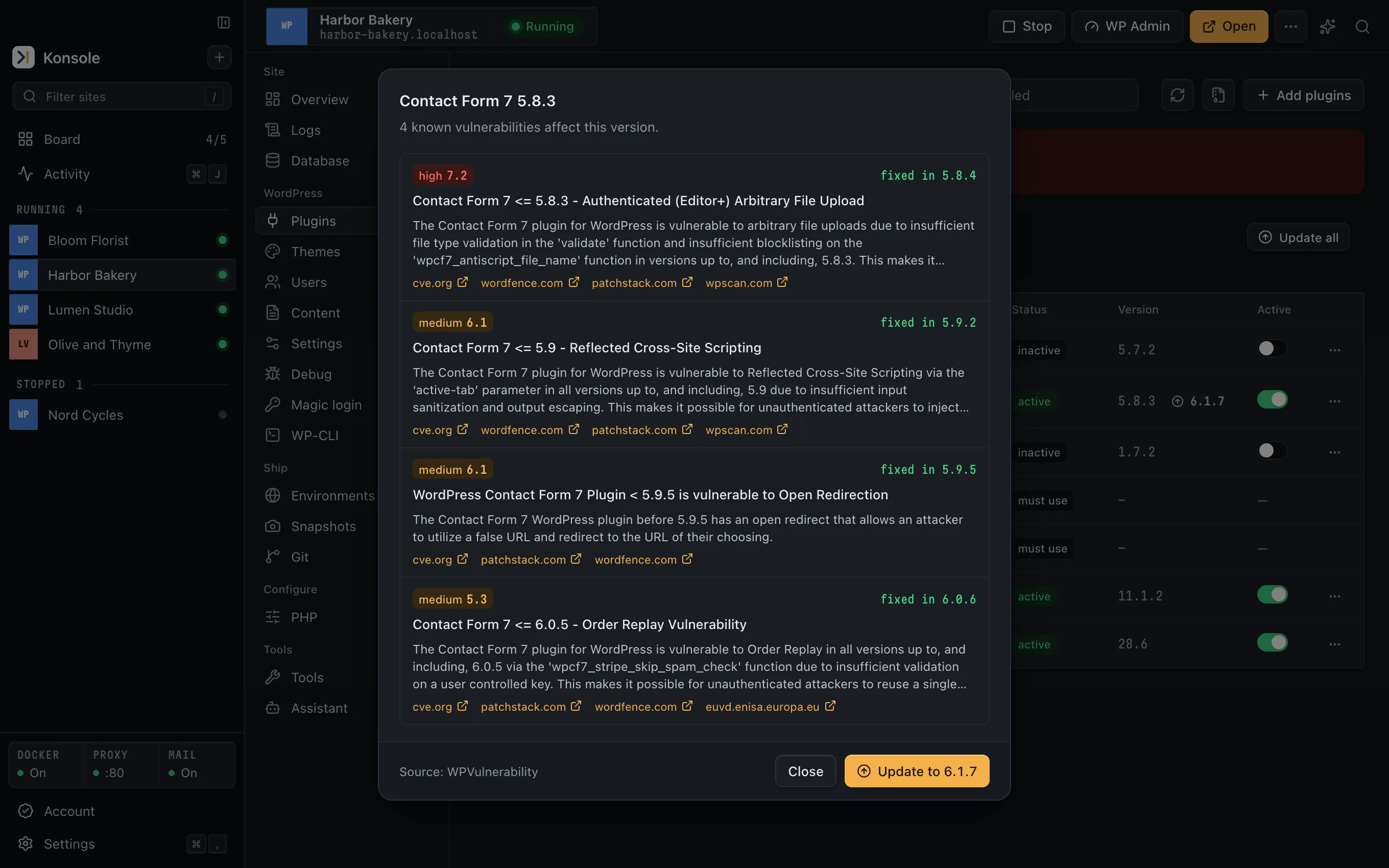 Konsole's security warnings in dark mode